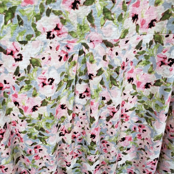 J Jill Love Linen Pink Floral Babydoll Tunic Top 3/4 Sleeve L Tie Back Keyhole - Picture 5 of 8